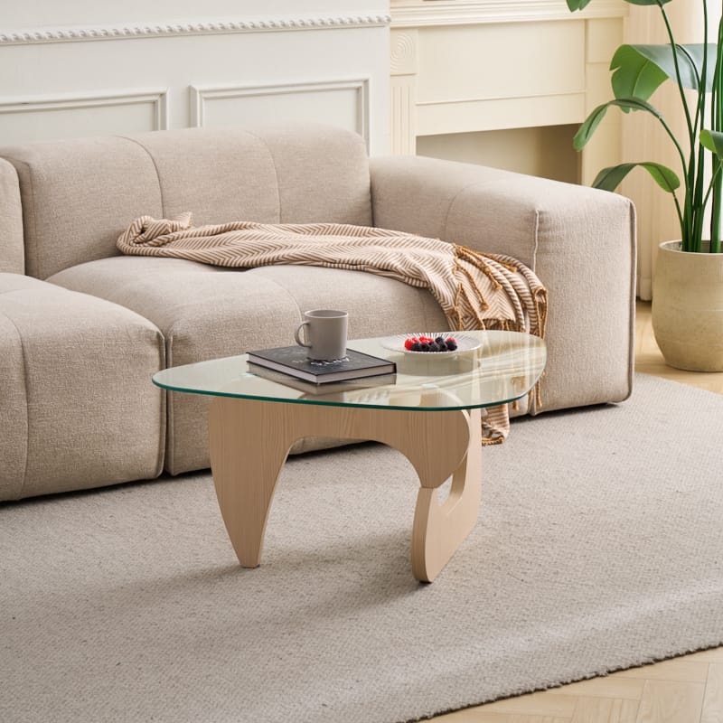 Clear Glass Coffee Table - Small Modern Center Table for Living Room