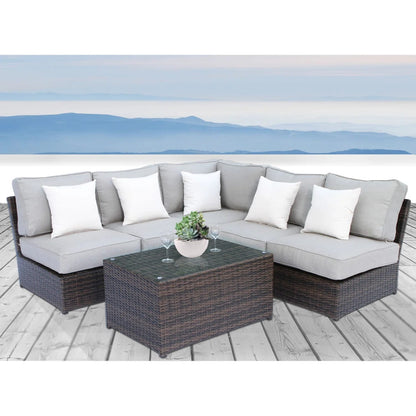 Espresso Wicker Patio Set for Poolside Lounging with Cushions