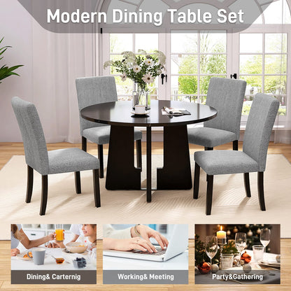 Round Dining Table - 43 Inch Black MDF Tabletop
