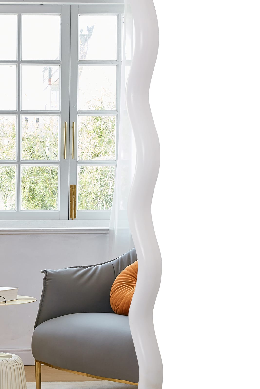 Solid Wood Wavy Rectangle Mirror - Natural Wood 40" x 28"