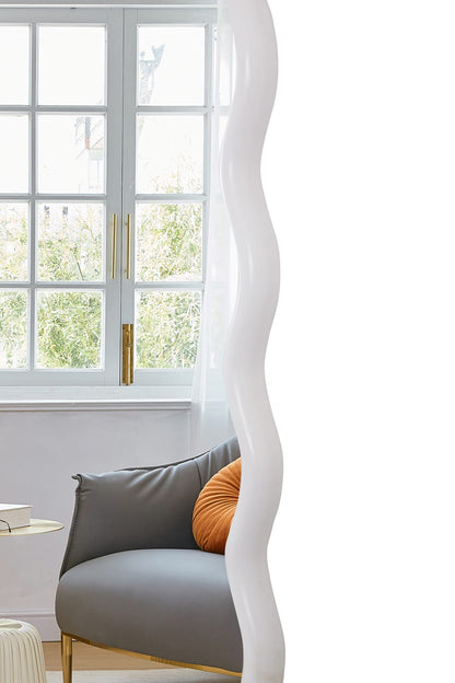 Solid Wood Wavy Rectangle Mirror - Natural Wood 40" x 28"