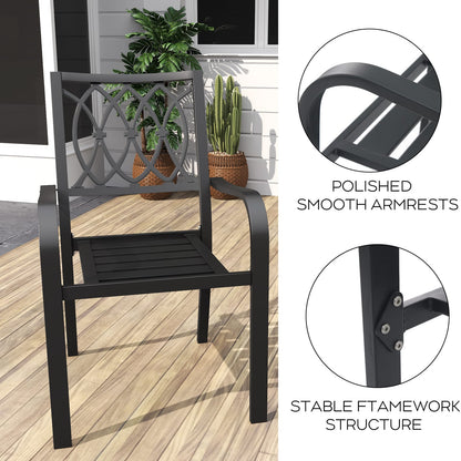 Black Metal Poolside Chairs for Garden Patio Seating with 350LB Capacity