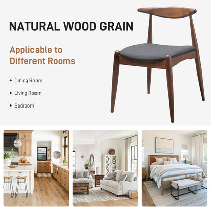 Mid-Century Modern Dining Chairs Set of 2 - Charcoal & Walnut