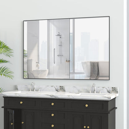 48"x32" Oversized Bathroom Mirror - Black Aluminum Frame
