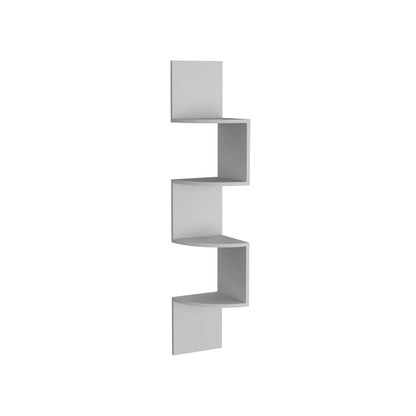 Roy Corner Floating Shelf - White, 4 Tier Display for Living Room