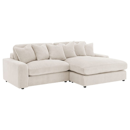 Sand Upholstered L-Shaped Sectional Sofa - 4 Seats