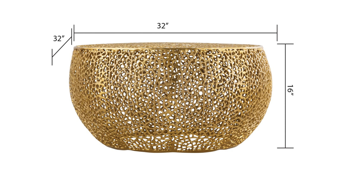 T3502-32 Round Aluminum Coffee Table in Gold - Modern Accent Table