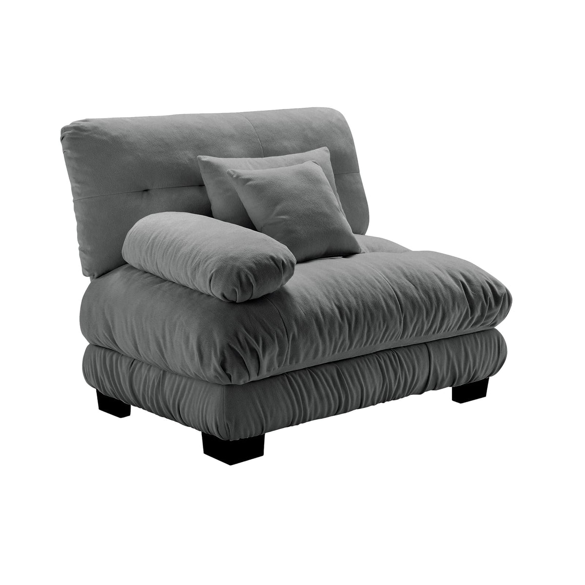 Gray Chenille Sofa - 1 Seat Armless for Living Room