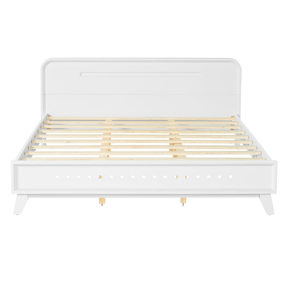 Queen Size White Pine Bed Frame - Solid Wood Base