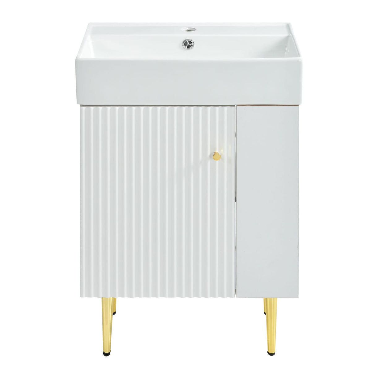 21.6" White Ceramic Bathroom Vanity - Sink Storage