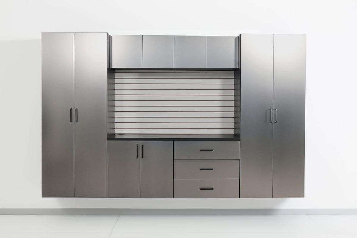 Astro Series 32" W Metal Wall Cabinet - Metallic Grey Wood
