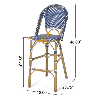 Teal Blue White 2 Person Patio Barstool Set Aluminum Frame