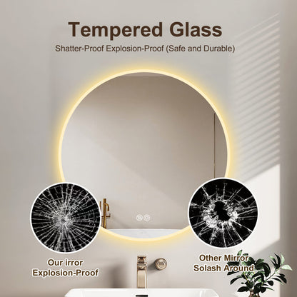Silver LED Bathroom Mirror - 23.6" Wall Mounted Vanity Mirror with Defog