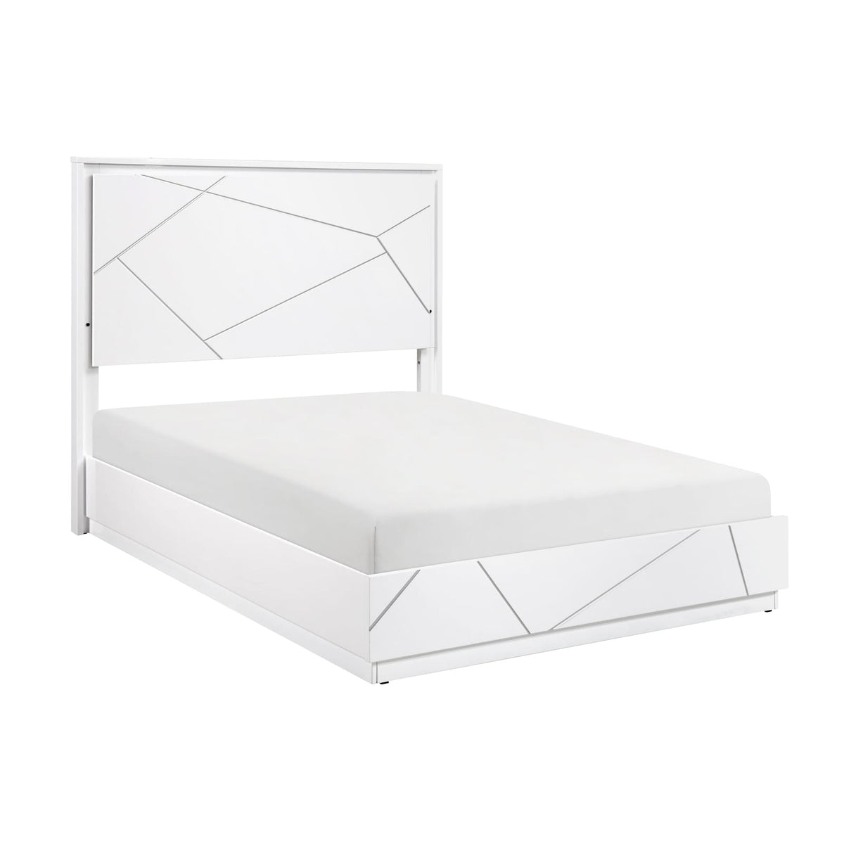 Glamorous White Queen Size Bed Frame - LED Lighting