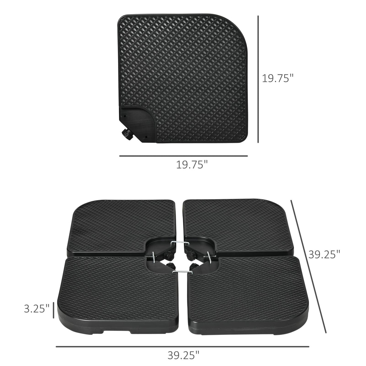 Black Polyethylene Umbrella Base Weights for Poolside or Garden