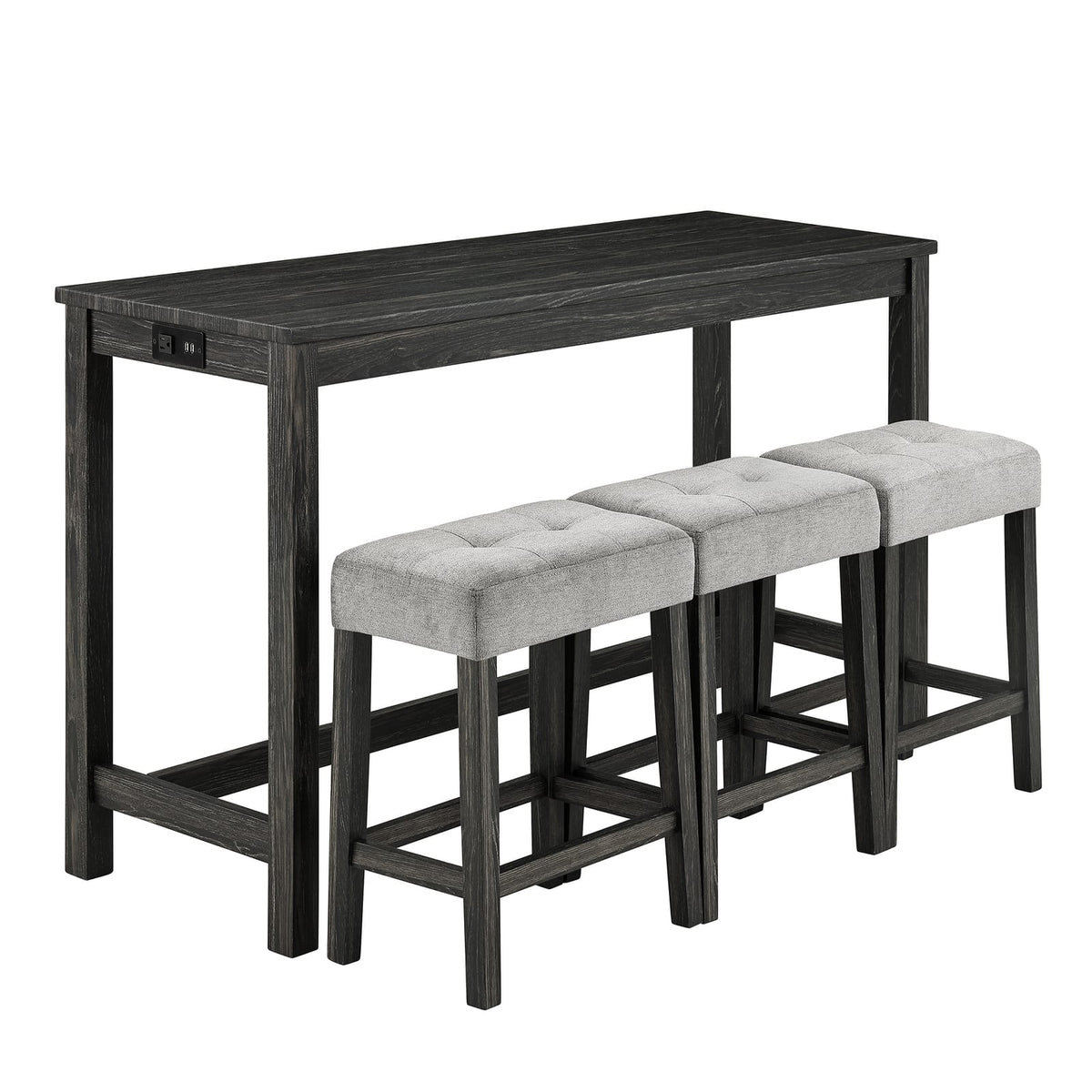 Industrial Bar Table Set with 4 Bar Stools