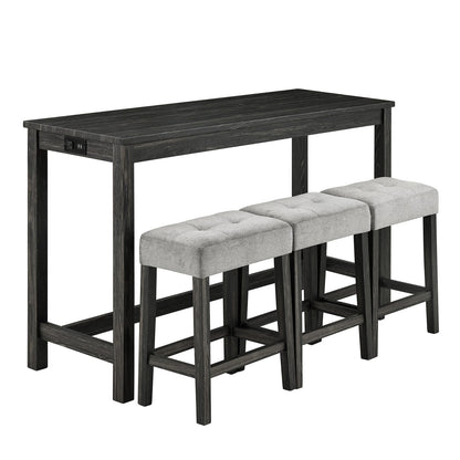 Industrial Bar Table Set with 4 Bar Stools