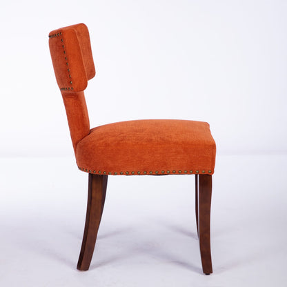 Orange Mid Century Dining Chairs Set of 2 with Wood Frame