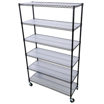 6-Tier Metal Shelving Unit - Black - 18"D x 48"L x 82"H