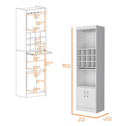 White Bar Cabinet with Wine Storage - 5+ Spaces for Living Room