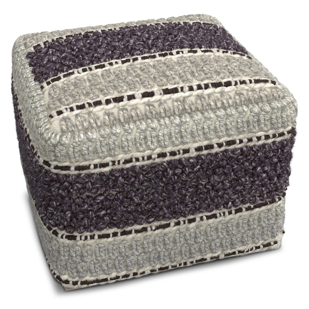 Grady - Square Pouf - Magenta / Natural | Dark Gray Bean Bag Chair