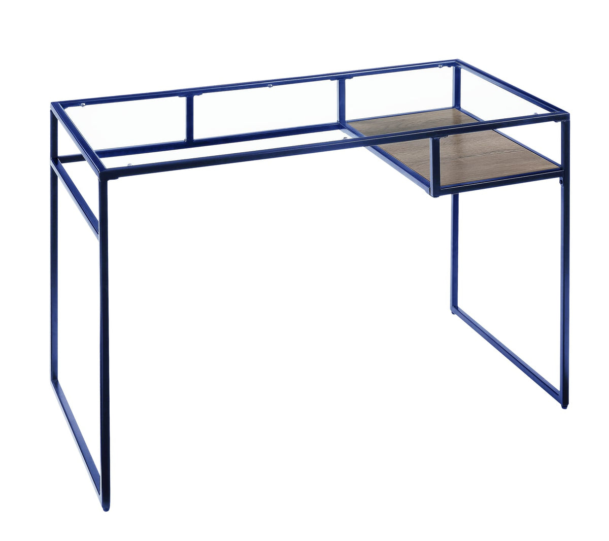 Yasin Glass Top Writing Desk - Blue Metal Frame