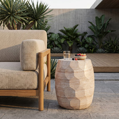 Lightweight Concrete Side Table - Beige Outdoor/Indoor Table