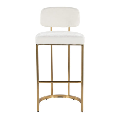 Gold Cream Fabric Barstool Set for Dining Room Seating