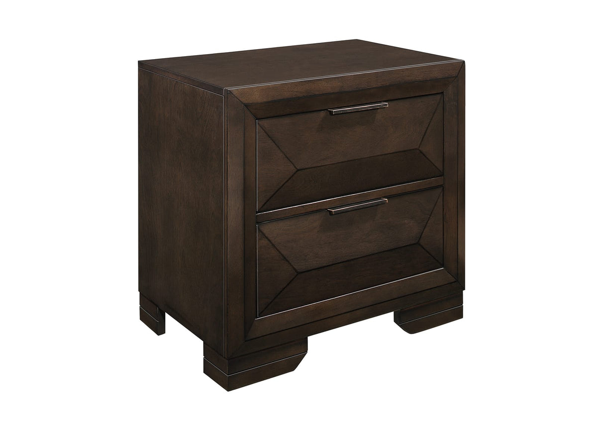 Contemporary Espresso 2-Drawer Nightstand - Bedroom Storage