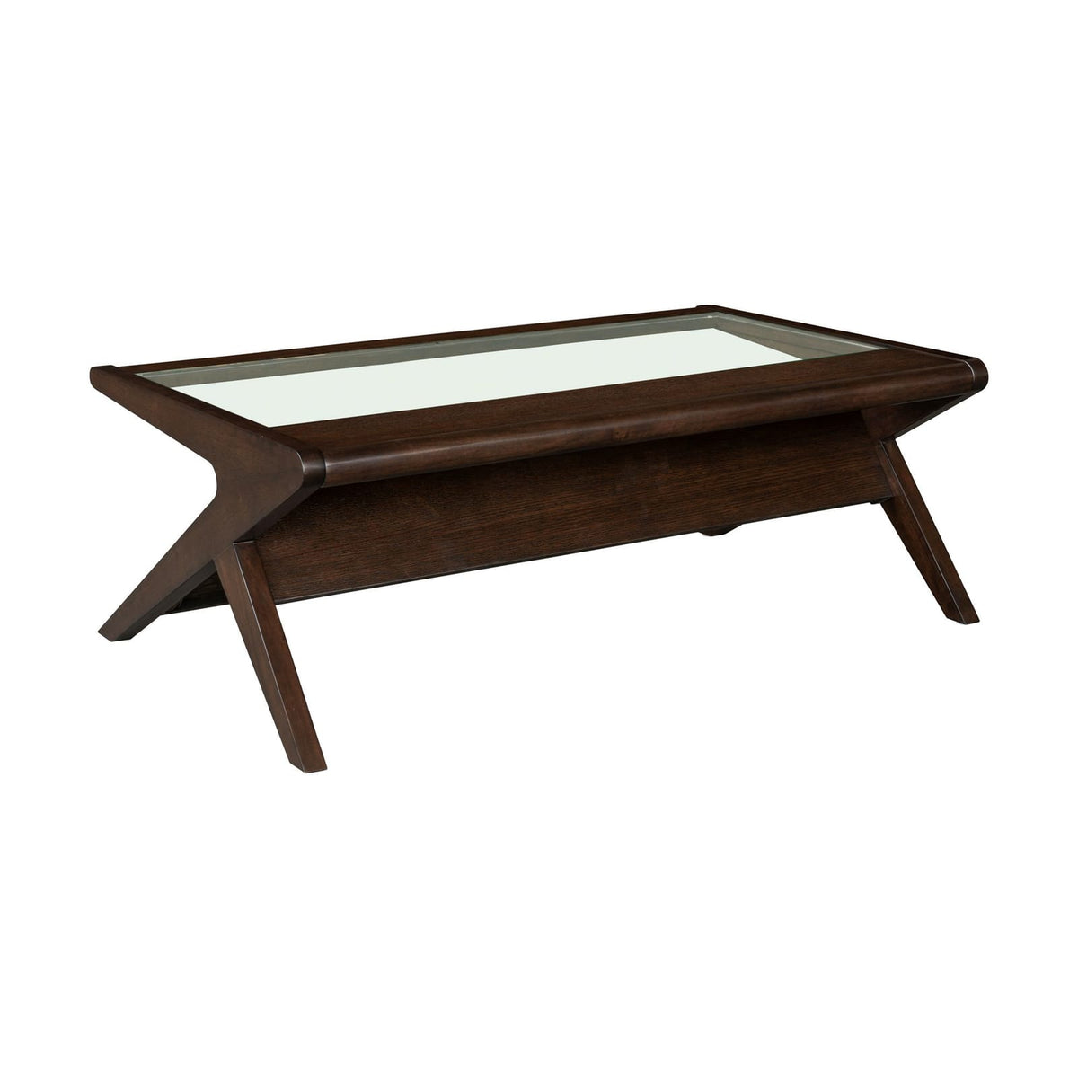 Wood & Glass Coffee Table - Morocco Brown Storage