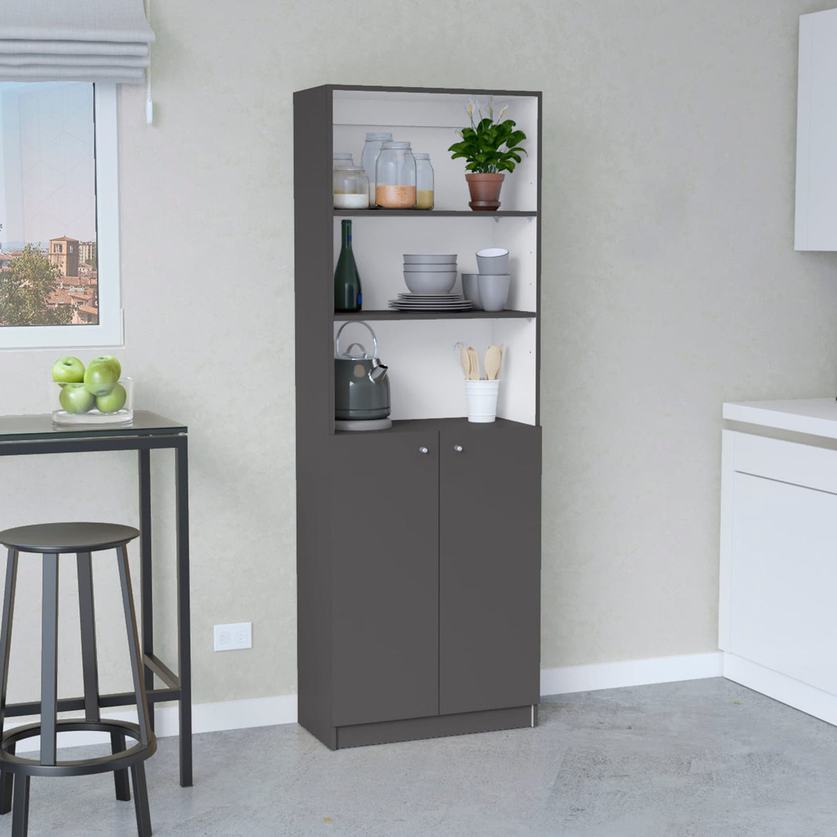 2-Door Bookcase - Multi Color Storage Unit for Living Room