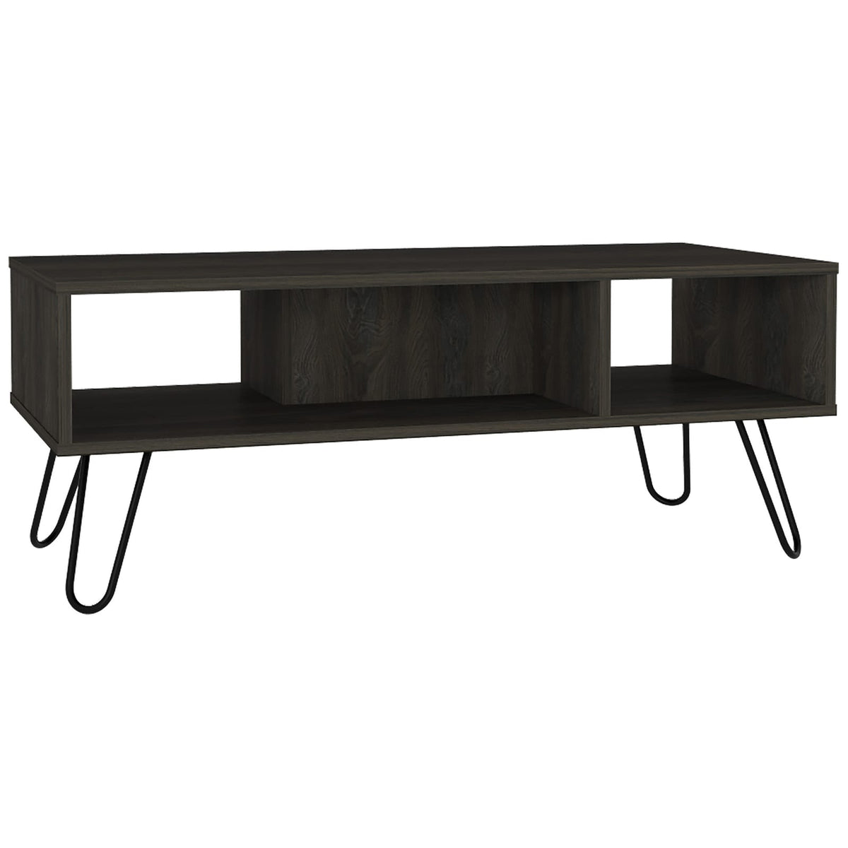 Modern Brown Particle Board Coffee Table with Open Shelf Storage for Living Room