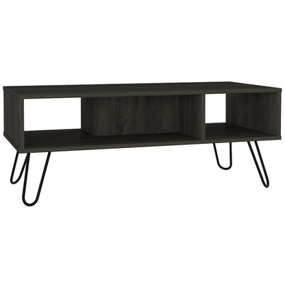 Modern Brown Particle Board Coffee Table with Open Shelf Storage for Living Room