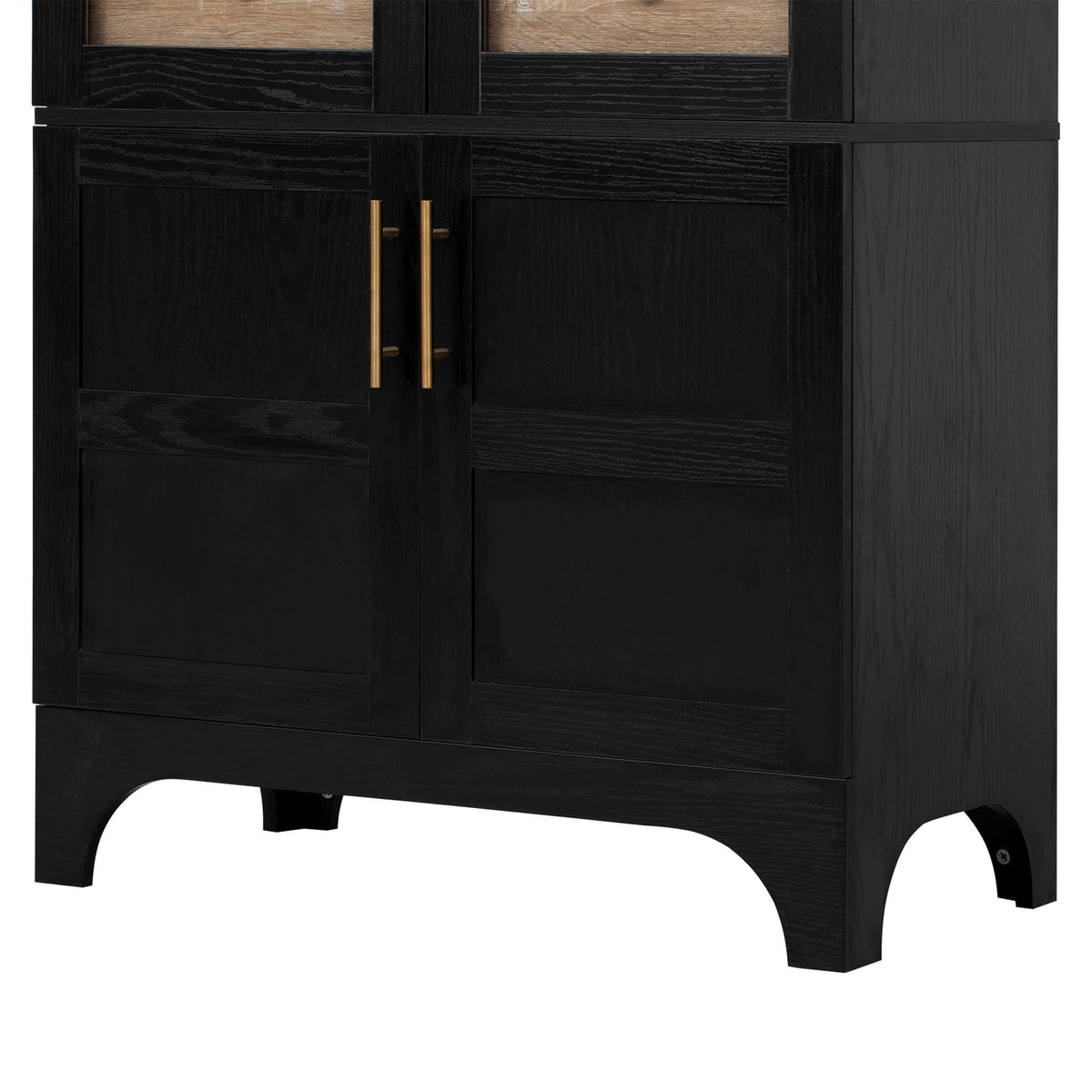 K&K 71" Tall Arched Kitchen Pantry Cabinet - Black