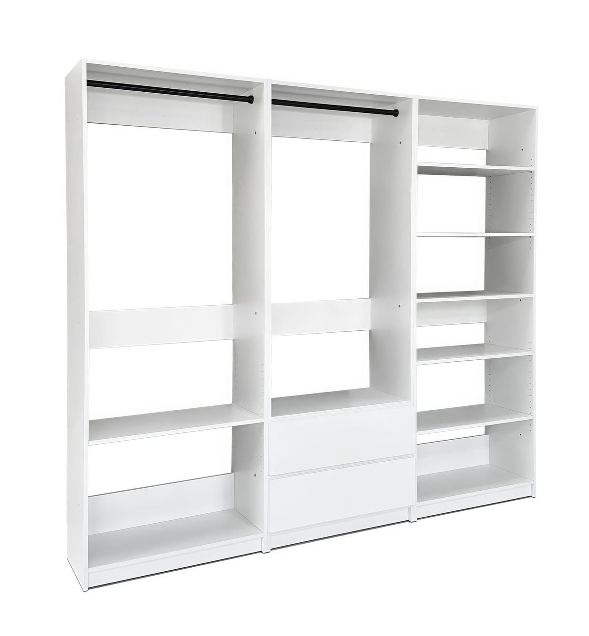 White Wood Walk-In Closet System - 5 Modular Units