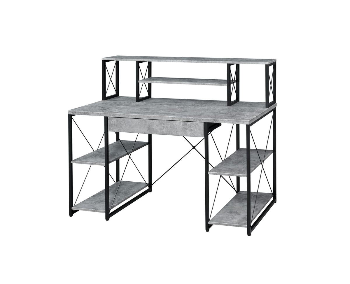 Amiel Gray Writing Desk - Storage Workstation
