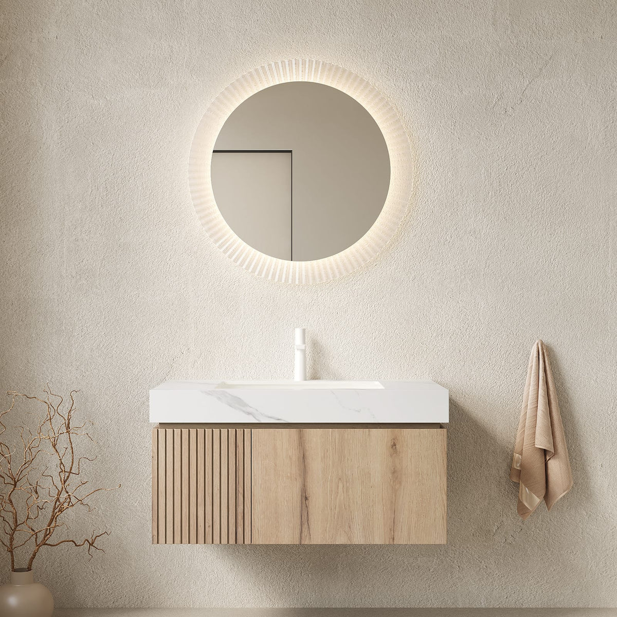 36" Carrara White Bathroom Vanity with Storage