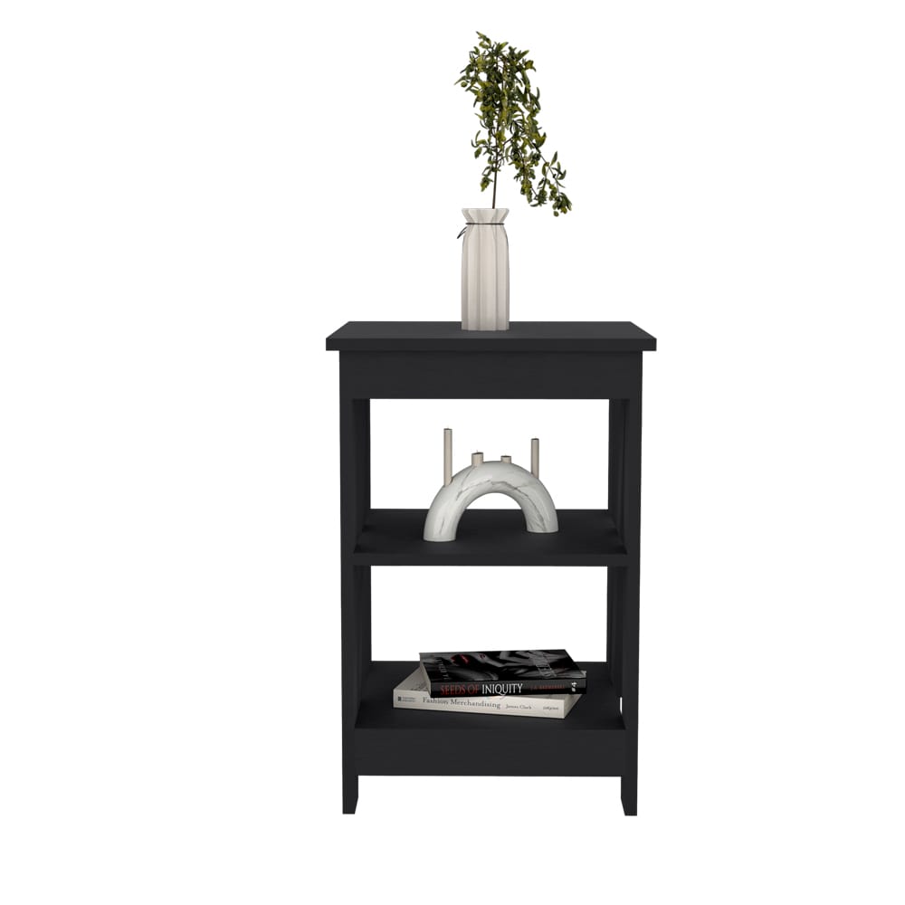 Black Engineered Wood Side Table - 15.7" x 15.7" for Living Room
