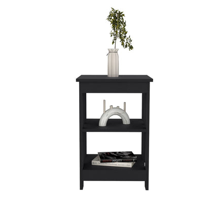 Black Engineered Wood Side Table - 15.7" x 15.7" for Living Room