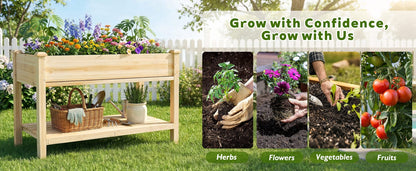 48" Natural Wood Raised Garden Bed Planter