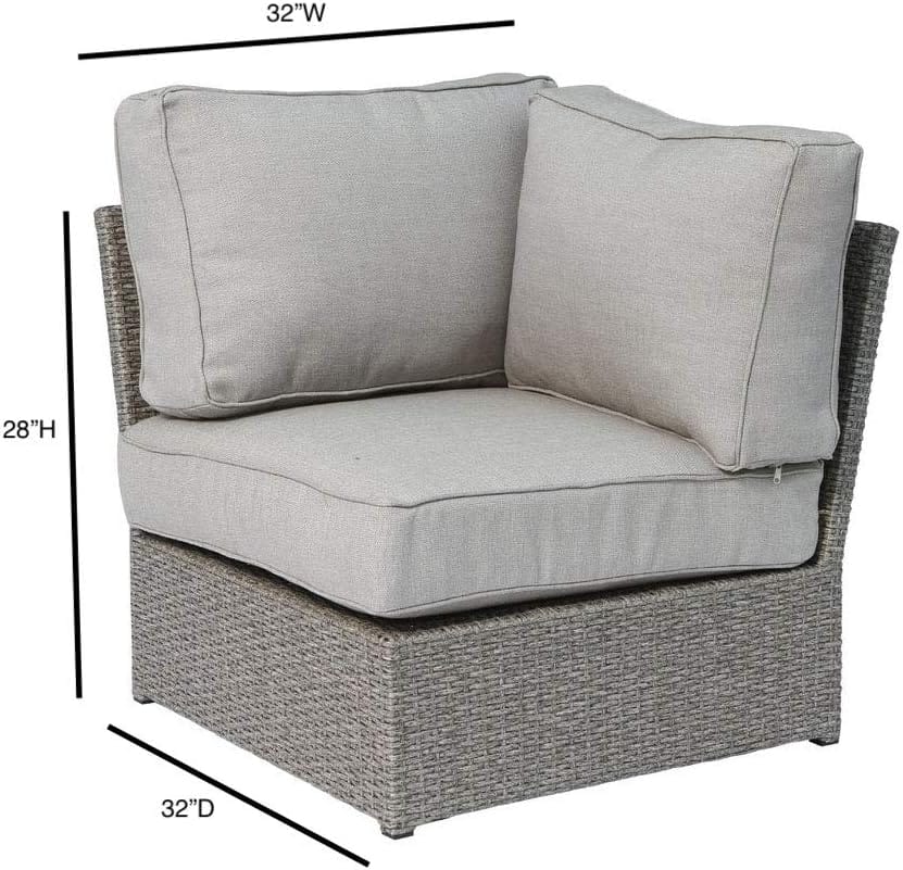 Grey Wicker Sectional Patio Sofa Set with Cushions
