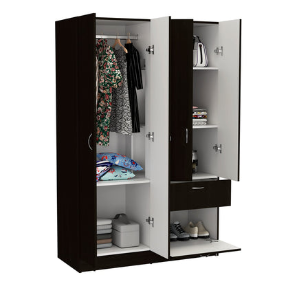 Armoire Alpes: Black & White Bedroom Wardrobe - 67.2" Tall