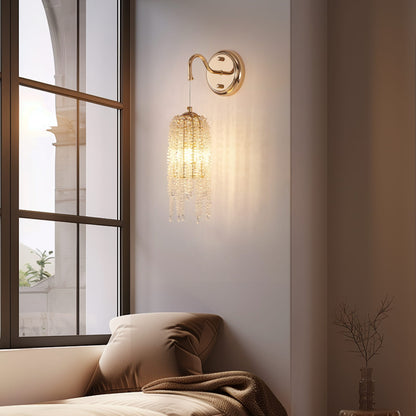 Gold Iron Wall Sconces Set - 2 Crystal Light Fixtures