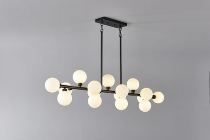 16-Light Farmhouse Chandelier - Matte Black Metal Pendant Light