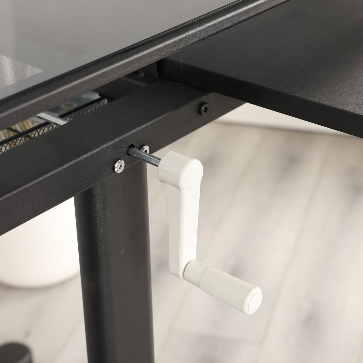 Hand Crank Adjustable Drafting Table - Black with Stool