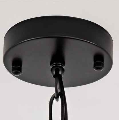 Farmhouse Lantern Chandelier - 5 Light Black Iron Ceiling Fixture