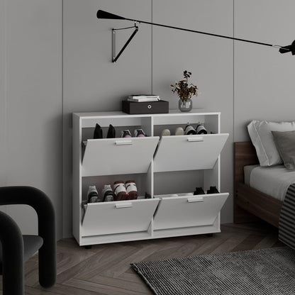 Modern White MDF Shoe Cabinet for Bedroom Footwear Storage for Living Room