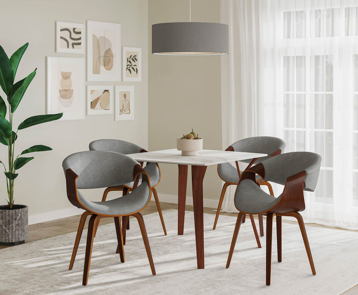 Walnut Wood Marble Dining Table - Seats 4