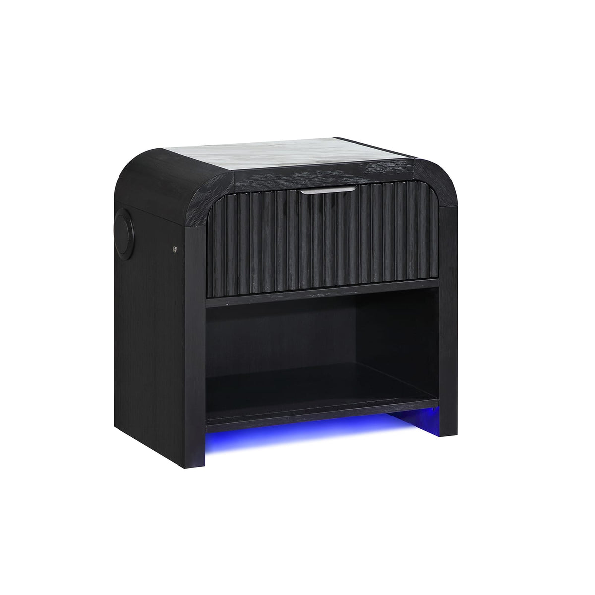 Black and White Drawer Nightstand - 28" Wide for Bedroom