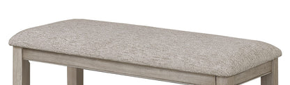 Farmhouse Counter Height Bench - Tan Beige Gray Wood for Bedroom